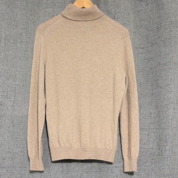 Lands End Sweater Women L 14-16 Tan Beige 100% Kaschmir Cashmere Turtleneck - Picture 2 of 7
